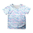 thumbnail image 1 of Girls Tshirts Multicolor Fish Scale Print Casual Summer Short Sleeve Tops Tees Blouses, 1 of 4