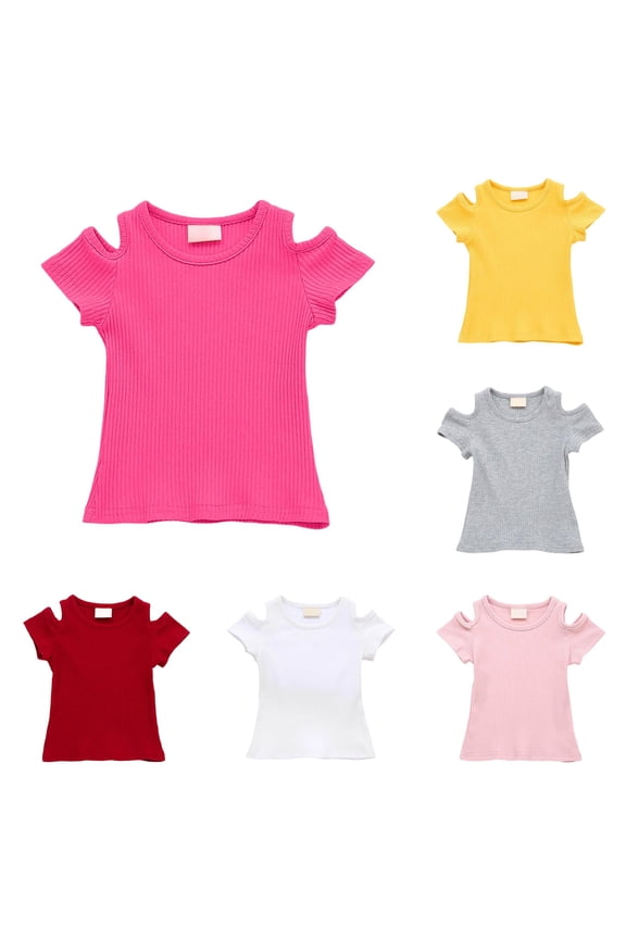 Girls Tshirts Short Sleeve Crew Neck Tees Tops Basic Plain Girls Solid Color Shirts 4-5 Years