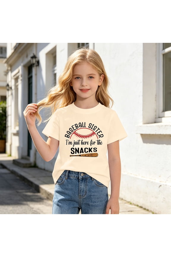 Girls Tshirts Short Sleeve Crewneck Baseball Graphic Tees Summer Casual T Shirts for Girls Size 3-4Y