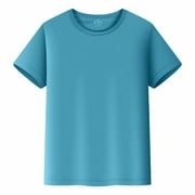 GUITIANNN Girls Tshirts Short Sleeve Crewneck Basic Tees Blue T Shirts Girls Athletic Shirts for Girls 7-8 Years