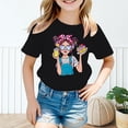 thumbnail image 1 of Girls Tshirts Short Sleeve Crewneck Graphic Tees Cartoon Print Stylish Casual Undershirt Cute T-Shirts for Girls Size 3-4Y, 1 of 5