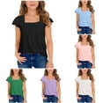 thumbnail image 1 of Girls Tshirts Short Sleeve Square Neck Girls Black T Shirt Slim Fit Girls Tshirt Size 11-12 Years, 1 of 6