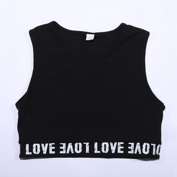 Girls Tshirts Size 7-8Y Kids Solid Sleeveless Round Neck Crop Top Dance Vest Girls Clothes