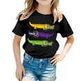 thumbnail image 1 of Girls Tshirts Summer Casual Alligators Print Round Neck Short Sleeve Tees Girls Tops Black 3-4 Years, 1 of 5