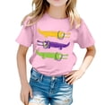 thumbnail image 1 of Girls Tshirts Summer Casual Alligators Print Round Neck Short Sleeve Tees Girls' Tops Light Pink 6-7 Years, 1 of 5