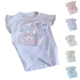 thumbnail image 1 of Girls Tshirts Summer Tops Short Sleeves Solid Color Graphic Tees Casual Crew Neck Basic Tees for Kids White 7-8 Years, 1 of 5