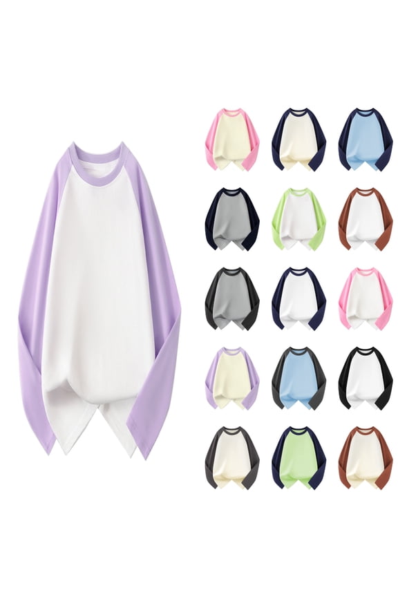 Girls Tshirts Toddler Kids Baby Boys Long Sleeve Shirts Raglan Shirt Baseball Tee Purple Girls Athletic Tops 5-6 Years