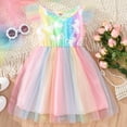 thumbnail image 1 of Girls Tulle Dress Outfit Birthday Princess Party Girls Summer Causal Tutu Skirts Flutter Sleeve Swing Dress, 1 of 8