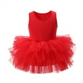 thumbnail image 1 of Girls Tulle Dresses Leotards Strap Tutu Dress Sleeveless Tutu Dress for Toddler Girl 3-12 Years,Red,S, 1 of 2