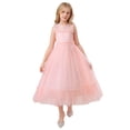 thumbnail image 1 of Girls Tulle Long Dress, Kids Formal Gown Elegant Net Skirt, Flower Girl Dress for Wedding, Birthday Party and Special Occasion Pageant Dress Pink 150, 1 of 9