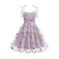 thumbnail image 1 of Girls Tulle Princess Dresses Trendy Embroidery Flower Lace Bow Spaghetti Gown for Pageant Wedding Birthday Party Graduation Dance Prom Purple 8-9 Years, 1 of 6