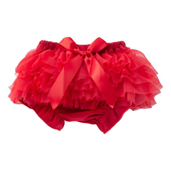 Girls Tulle Ruffle Bloomers with Bow Princess Short (Red 3-6 Months)