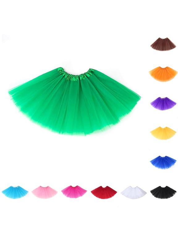 Girls Tulle Skirt 3 Layers Fluffy Tutu, Elastic Waist Soft Princess Ballet Skirt, Toddler Kids Dance Dress Up Costumes