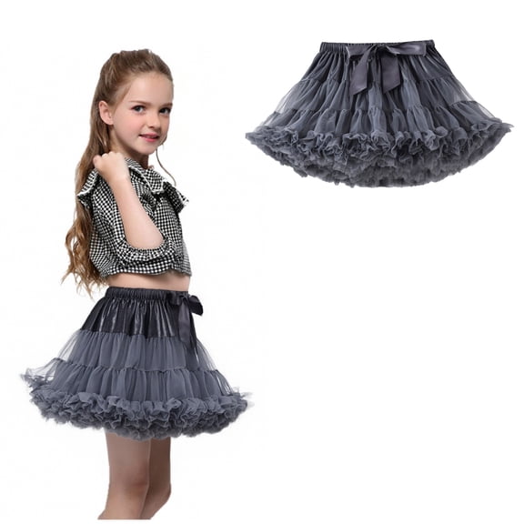 Girls Tulle Skirt Layered Grey Tutu Elastic Waist Ballet Tutu for Toddler Girls Fairy Dress 1-3 Years