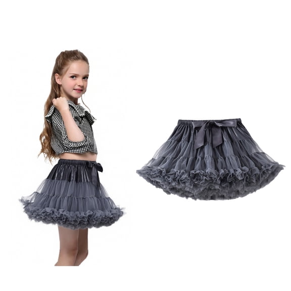 Girls Tulle Skirt Layered Grey Tutu Elastic Waist Tulle Ballet Skirts Birthday Dresses 1-3 Years