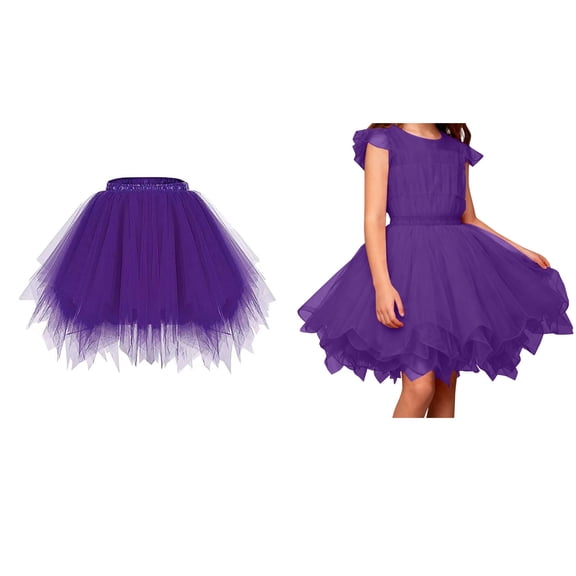 Girls Tulle Skirt Layered Purple Tutu Elastic Waist Ballet Tutu for Girls Fairy Dress