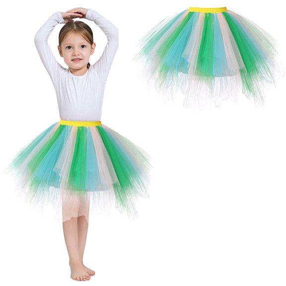 Girls Tulle Skirt Layers Green Tutu Elastic Waist Ballet Dance Tutu Dress Fairy Dress 6-10 Years