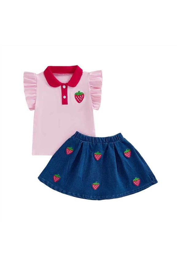 Girls Tulle Skirt Set Two Piece Ruffle Sleeve Unicorn T-Shirt Tutu Dress Summer Birthday Party Outfit 2-10 Years