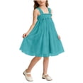 thumbnail image 1 of Girls Tulle Sleeveless Dress Kids Princess Tutu Dress Kids Birthday Party Dress Smocked Bodice A-Line Blue 1-10 Years,Size 5-6 T, 1 of 6