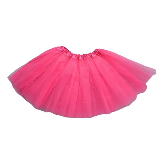 Girls’ Tulle Tutu Skirt, Hot Pink, 11.81-Inch Length, layered mesh, elastic waist, for dance recitals, birthday parties, costumes