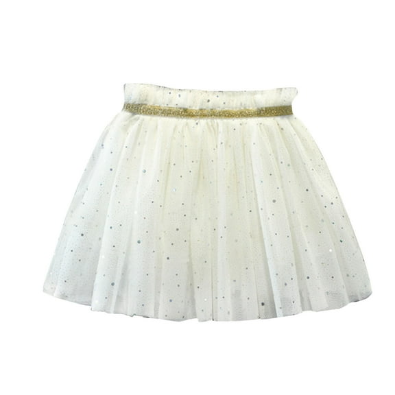 Girls Tulles Dance Skirts Shiny Tutus Skirt for Toddler, Girls Summer New Mesh Puffy Skirt, Kids Princess Ballets Dance Tulles Dress Skirts Ballets Skirts for Toddler Girls White 1Y