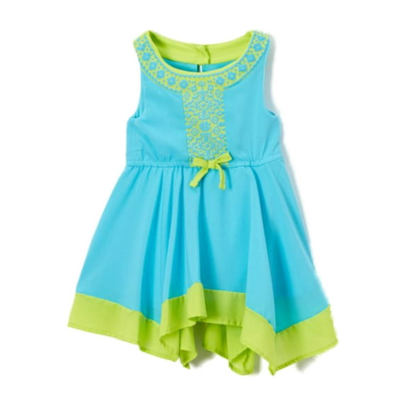 Girls Turquoise Blue & Green Handkerchief Asymmetrical Sleeveless Summer Dress 5