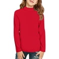 thumbnail image 1 of Girls Turtleneck Long Sleeve Pullover T-Shirt Soft Warm Stretch Kids Basic Turtle Neck Tops for Girls,Red 9-10 Years, 1 of 4