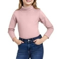 thumbnail image 1 of Girls Turtleneck Long Sleeve Stretchy Pullover Top Soft Lightweight Basic Layer Shirt for Kids School Wear, 1 of 3