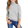 thumbnail image 1 of Girls Turtleneck Pullover Sweater Long Sleeve Ribbed Knit High Neck Youth Casual Basic Top for Fall Winter Spring, 1 of 4