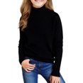 thumbnail image 1 of Girls Turtleneck Pullover Sweater Long Sleeve Ribbed Knit High Neck Youth Casual Basic Top for Fall Winter Spring, 1 of 5