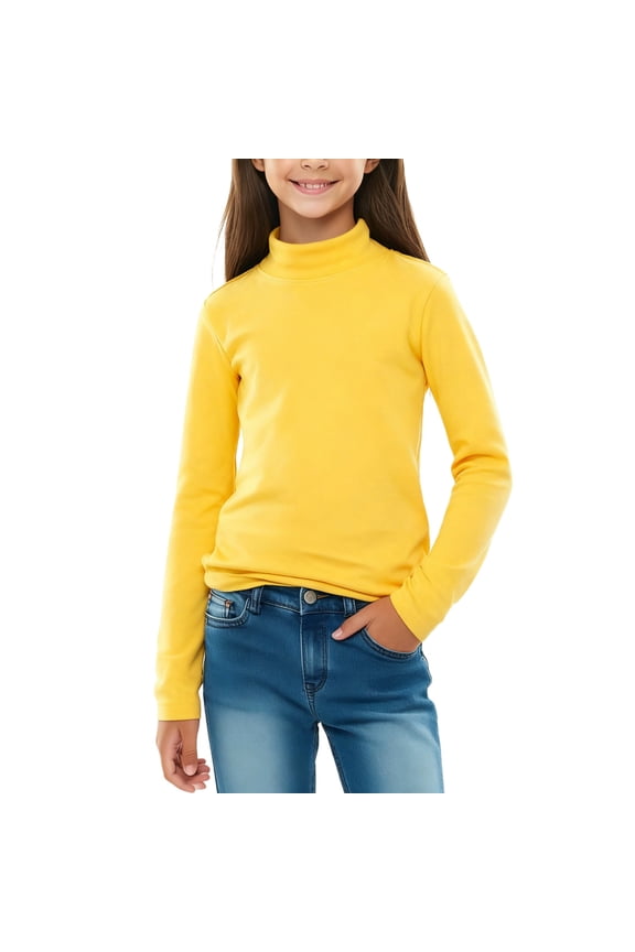Girls Turtleneck Shirts Kids Long Sleeve Mock Neck Tops Soft Base Layer Undershirt Casual Loose T Shirt