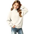 thumbnail image 1 of Girls Turtleneck Sweater Long Sleeve Pullover Tops Loose Fit Kids Casual Fall Winter Daily Knit Outfits, 1 of 6