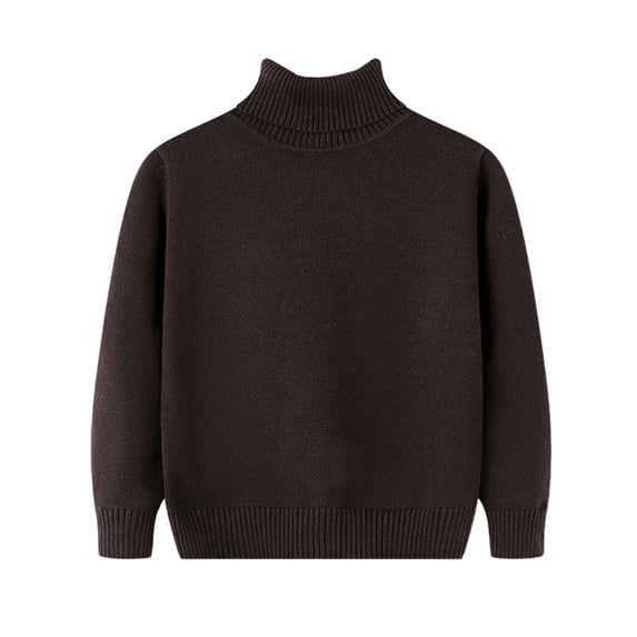 Girls Turtleneck Sweater Pullovers Kids Toddler Ribbed Knit Cotton Sweaters Jumpers Basic Plain Long Sleeve Tops Brown, 3 Y