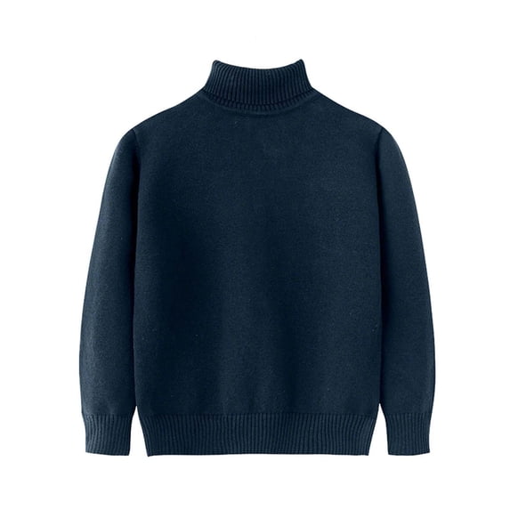 Girls Turtleneck Sweater Pullovers Kids Toddler Ribbed Knit Cotton Sweaters Jumpers Basic Plain Long Sleeve Tops Navy, 3 Y