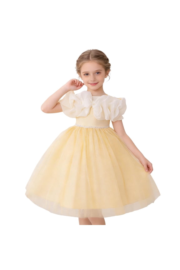 Girls Tutu Dress 3D Flower Sparkle Princess Wedding Bridesmaid Party Holiday Tulle Sundress
