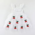 thumbnail image 1 of Girls Tutu Dress Cute Cherry Decor Flutter Sleeve A-Line Outfits Toddler Sweet Layered Tulle Princess Dress White 2-3 Years, 1 of 7
