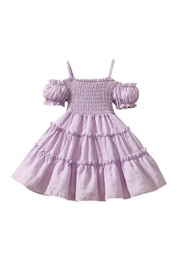 Girls Tutu Dress Ruffle Solid Layered Party Gown Cake Style Apparel For Wedding Celebration Holiday Gathering