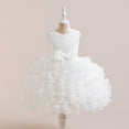 thumbnail image 1 of Girls Tutu-Dresses Size 2-8 Toddlers Kids Cute Sleeveless Crewneck Solid A-Line High Waisted Bowknot Layered Flower Girl Prom Dress, 1 of 8