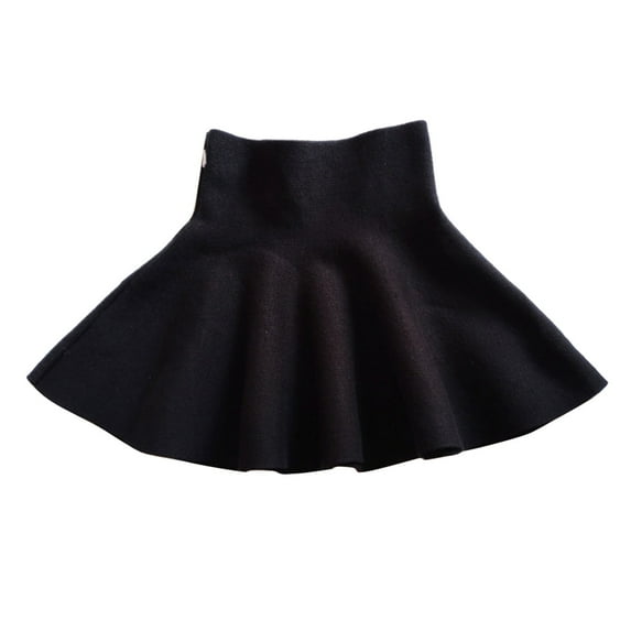 Girls Tutu Skirt Kids Casual High Waist Knitted Flared Pleated A Line Solid Above Knee Skirt Girls Skirts Black 7 Years-8 Years