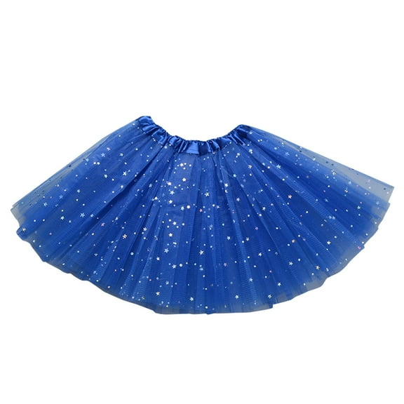 Girls Tutu Skirt Kids Tulle Star Sequins Princess Tutu Skirt Performance Skirts for Girls Blue 30
