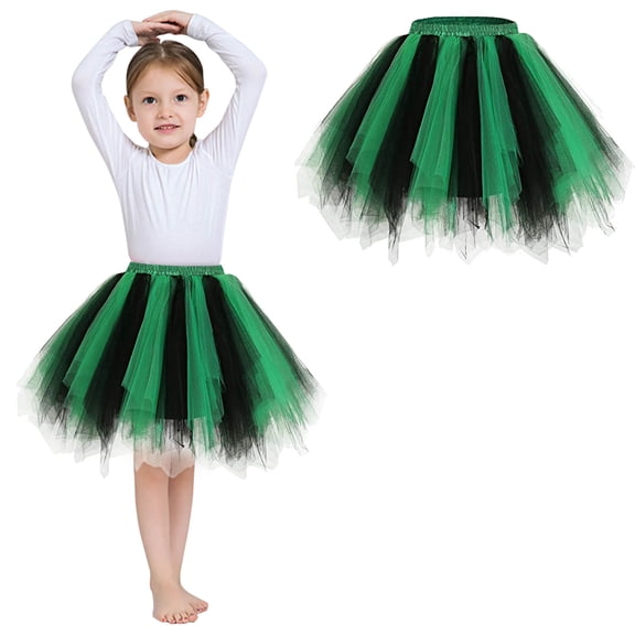 Girls Tutu Skirt Layered Green Tutu Elastic Waist Girls Ballet Tutu Skirts Birthday Dress 6-10 Years