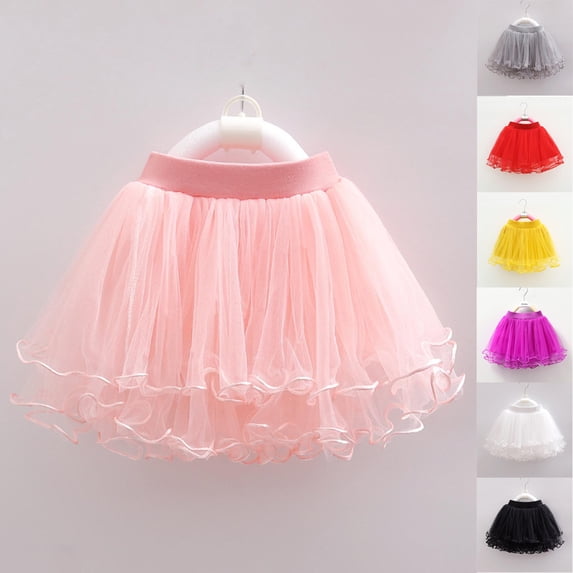 Girls Tutu Skirt Layered Organza Pettiskirt Wavy Ruffle Hem Elastic Waist Ballet Party Skirt for Kids