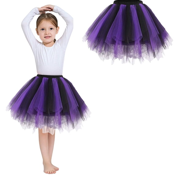 Girls Tutu Skirt Layered Purple Tutu Elastic Waist Ballet Dance Dress Princess Tutu Birthday Dress 6-10 Years