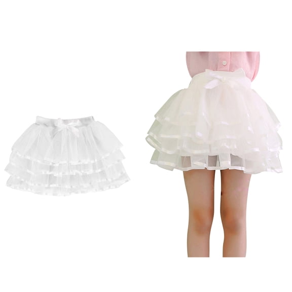 Girls Tutu Skirt Layered White Tutu Elastic Waist Ballet Skirt Thanksgiving Tutu 3-4 Years