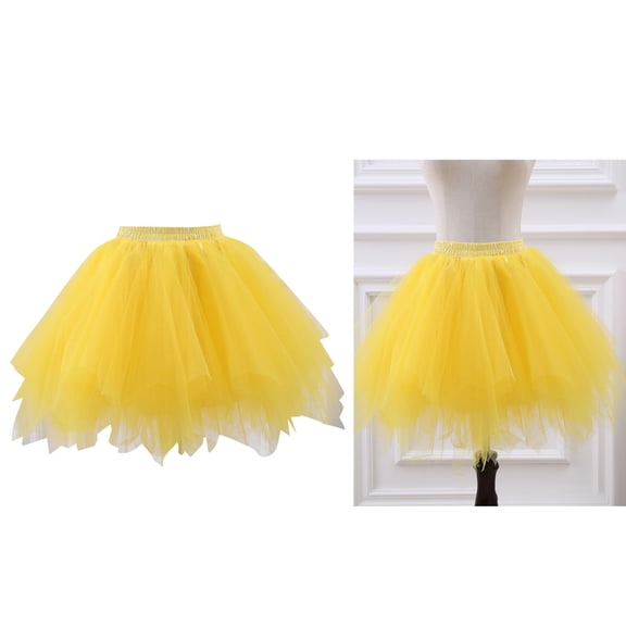Girls Tutu Skirt Layered Yellow Tutu Elastic Waist Ballet Dance Tutu Skirt Birthday Party Dresses 2-12 Years