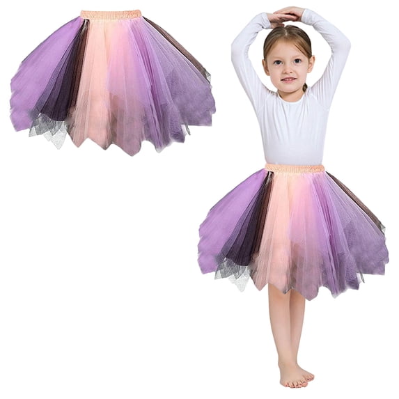Girls Tutu Skirt Layers Pink Tutu Elastic Waist Ballet Skirt Christmas Skirt 6-10 Years