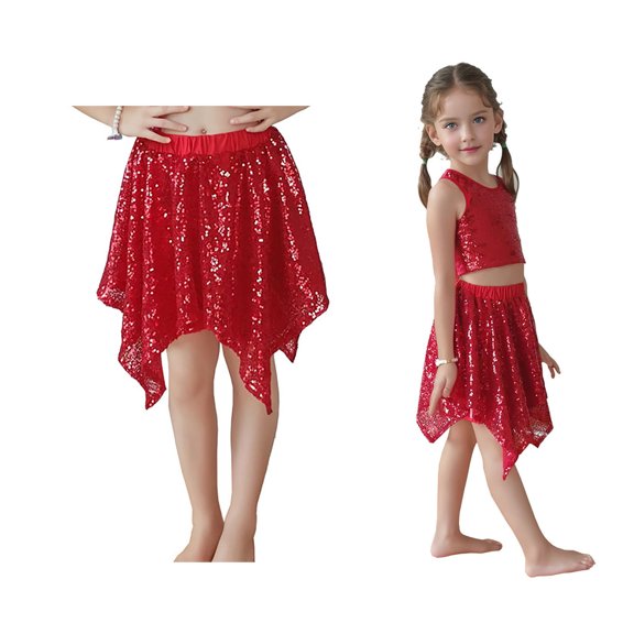Girls Tutu Skirt Layers Red Tutu Sequin Skirt Elastic Waist Ballet Tutu for Girls Thanksgiving Tutu 3-6 Years