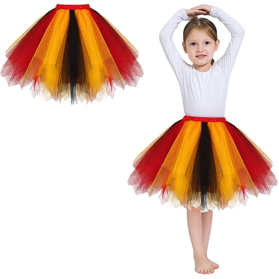 Girls Tutu Skirt Layers Yellow Tutu Elastic Waist Princess Ballet Dress Thanksgiving Tutu 6-10 Years