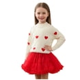 thumbnail image 1 of Girls Tutu Skirt Outfit Set with White Knit Sweater & Red Hearts, Kids to Kids 1-8Yrs Party Dress, Long Sleeve Top and Fluffy Skirt for Everyday Holiday Birthday,Size 2-3 T, 1 of 7
