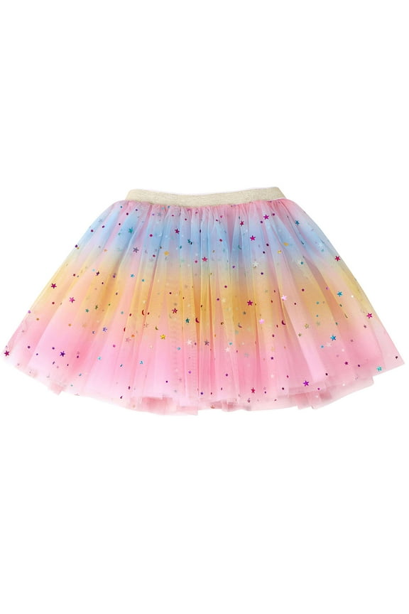 Girls Tutu Skirt Pink Rainbow Princess Ballet Toddler Tutu for 2-8 Years